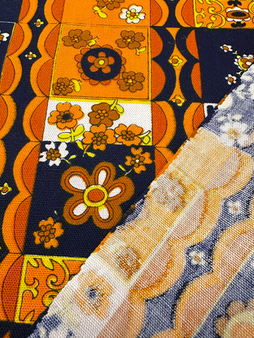 Vintage Fabric 60s 70s Wild Flower Power Cotton 90cm Wide