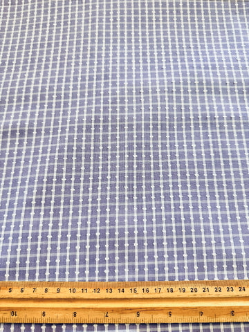 Vintage Fabric 50s 60s Light Weight Periwinkle Cotton w/ Woven Stripe 88cm Wide