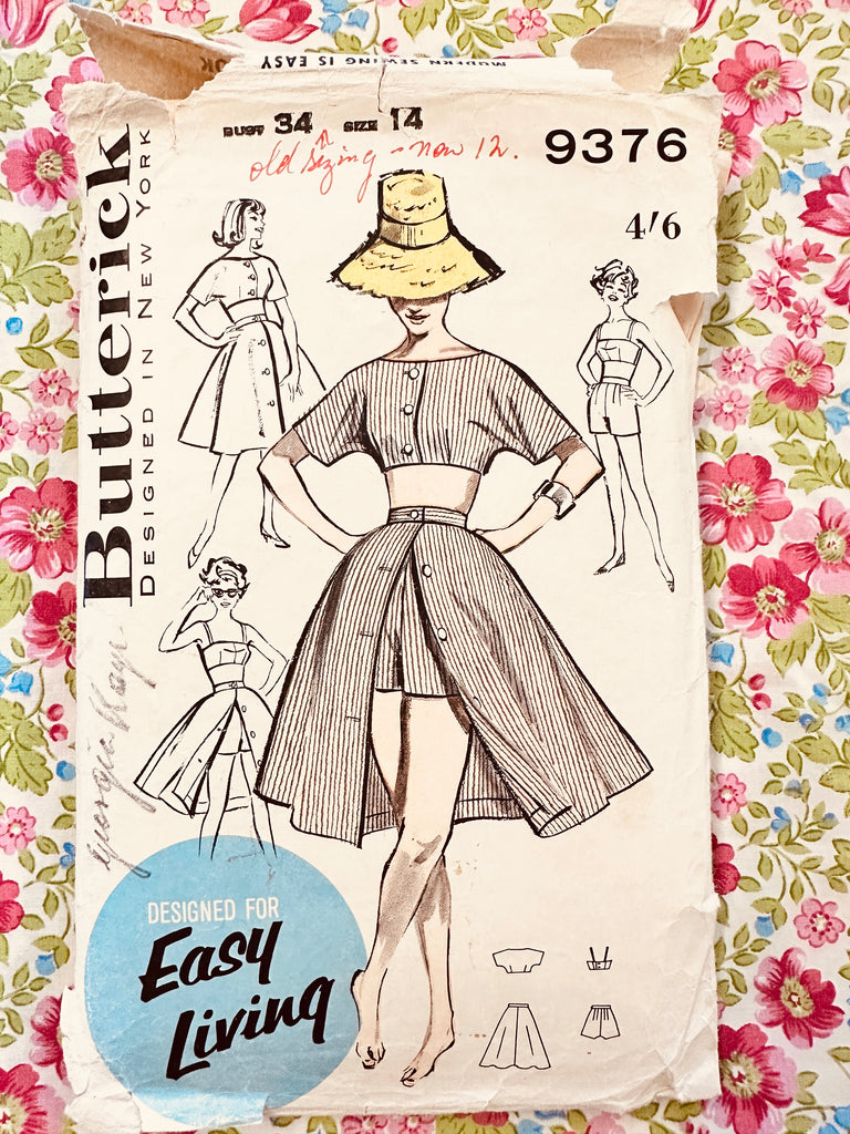 SPORTSWEAR SUN WARDROBE: Butterick Sewing Pattern 1960 Size 14 Complete *9376