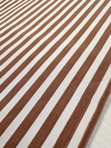 Vintage Fabric 1950s 1960s? Classic Chocolate Stripe on Crispy Cotton 88cm Wide