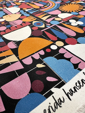 FAT QUARTER Modern Fabric Nerida Hansen x Lisa Congdon Art Bright Shapes on Grid OOP 76cm x 50cm