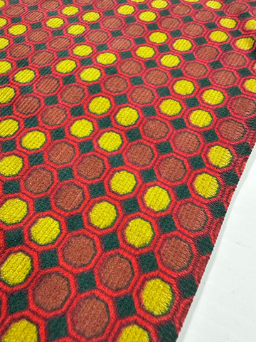 Vintage Fabric 1960s Cotton Pinwale Cord Retro Octagons 88cm Wide