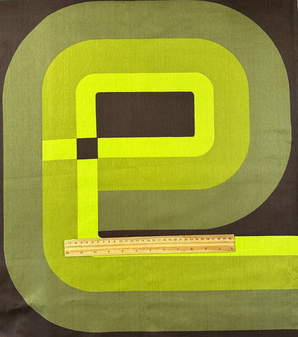 PATTERN REPEAT Vintage Fabric 1970s Super Graphic Retro Curves Greens Brown Sonata 58cm Wide