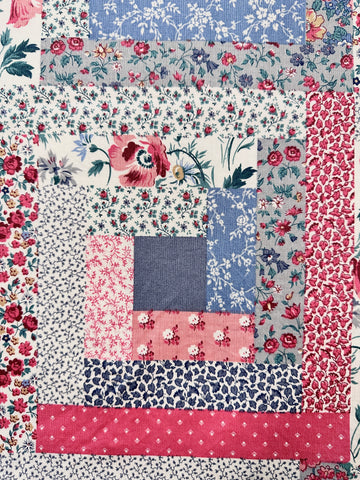 Vintage Fabric Quilting Cotton 1980s Faux Log Cabin Patchwork Cranston VIP 112cm Wide