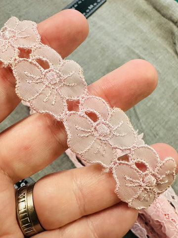 Vintage Pale Pink Lace Trim Mid-Century Made in Austria 2.5cm Wide