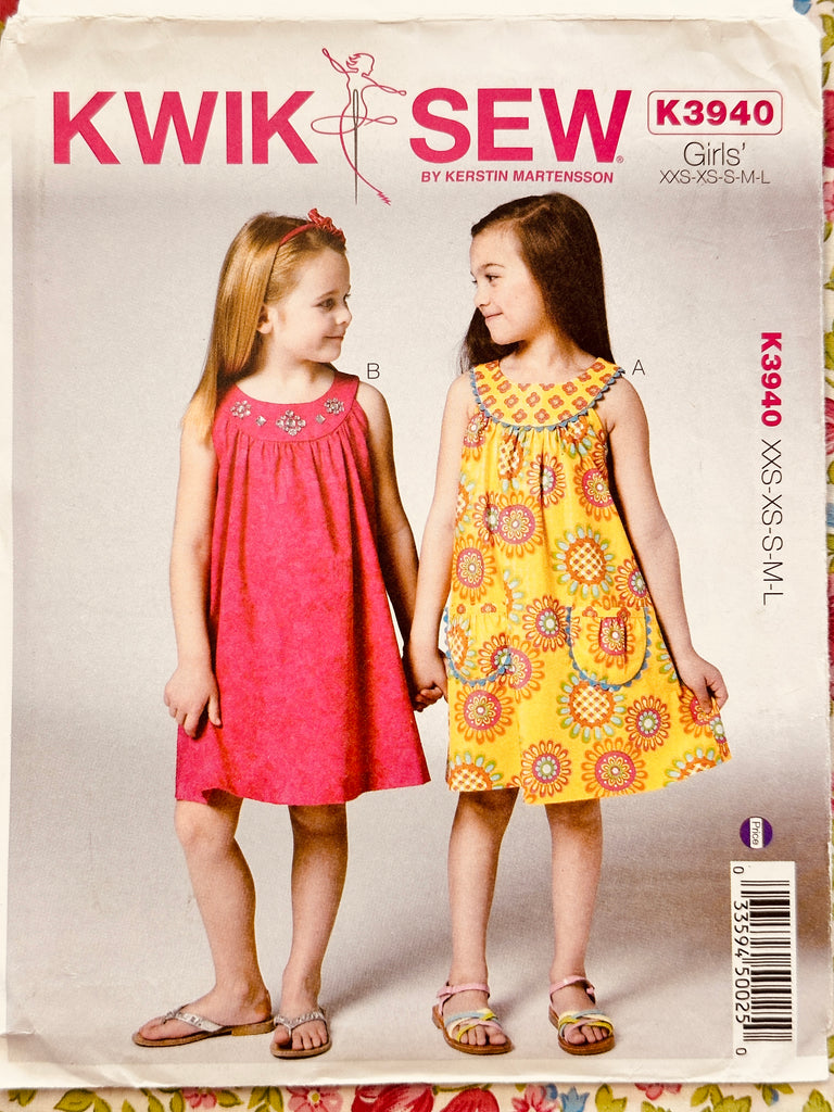GIRL’S DRESS: Kwik Sew Sewing Pattern 2012 Sizes XXS-XS-S-M-L Complete FF *K3940