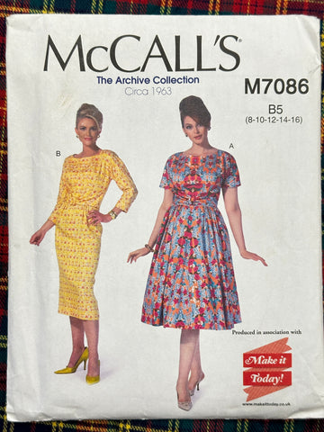 DRESSES: McCall’s Sewing Pattern The Archive Collection 2015/1963 Sizes 8-16 Unused FF *M7086