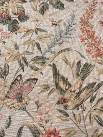 PATTERN REPEAT Vintage Fabric 90s? Raymond Waites Arboretum Mill Creek Fabrics Birds Botanical Cotton Linen Upholstery 65cm x 43cm