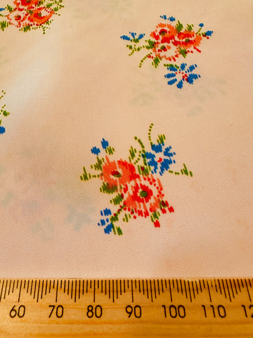 Rare 1930s Silky Natural Rayon Pale Pink w/ Small Flowers 72cm x 215cm