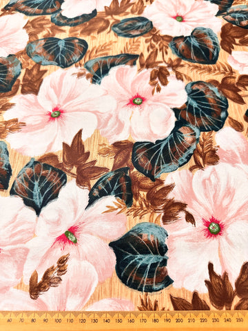 Vintage Fabric 1960s Romantic Floral Polished Cotton 88cm Wide