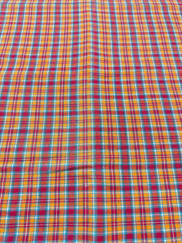 Vintage Fabric 70s 80s Bright Woven Plaid Cotton 104cm Wide