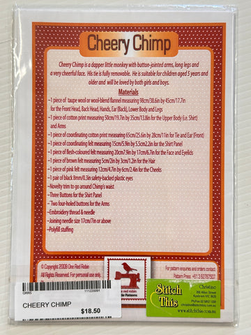 CHEERY CHIMP: One Red Robin Sewing Pattern 2007 Complete Jhoanna Monte