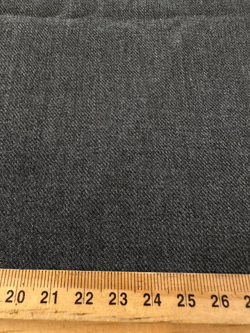 LAST PIECE Vintage Fabric Soft Wool 1980s? Dark Charcoal Suiting 128cm x 50cm