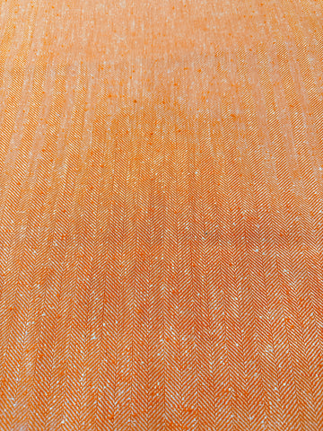 Vintage Fabric 1960s? Bright Peach White Herringbone Weave 88cm Wide