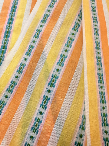 LAST PIECE Vintage Fabric 1960s Mod Stripe Textured Cotton 88cm x 50cm