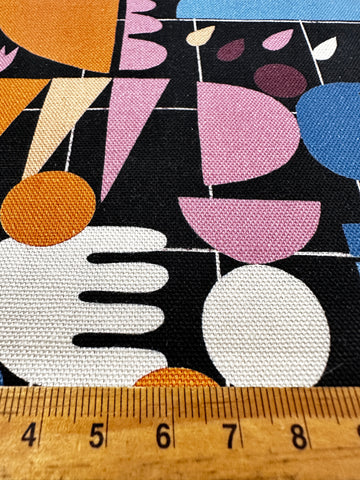 FAT QUARTER Modern Fabric Nerida Hansen x Lisa Congdon Art Bright Shapes on Grid OOP 76cm x 50cm