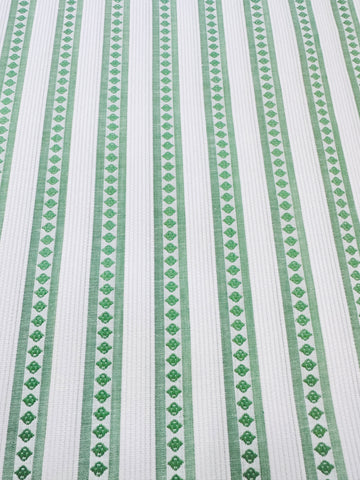 Vintage Fabric 1950s 1960s Cotton Pique w/ Fancy Weave Stripe 88cm Wide