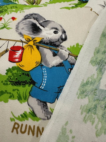 REMNANT Vintage Fabric Soft Furnishing Cotton Blinky Bill 1980s Pin Hole 49cm x 57cm