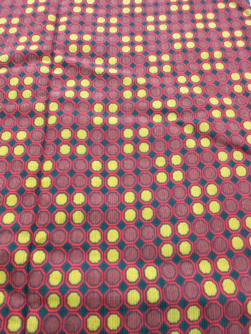 Vintage Fabric 196s Cotton Pinwale Cord Retro Octagons 88cm Wide