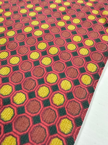 Vintage Fabric 1960s Cotton Pinwale Cord Retro Octagons 88cm Wide