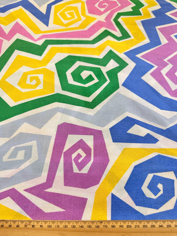 CLEARANCE Vintage Fabric 1980s Cotton Sheeting w/ Memphis Pattern 112cm Wide