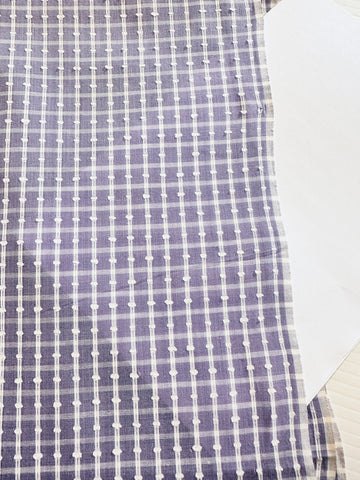 Vintage Fabric 50s 60s Light Weight Periwinkle Cotton w/ Woven Stripe 88cm Wide