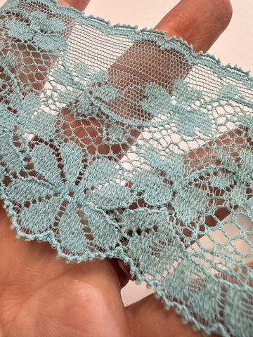 Vintage Trim Stretch Synthetic Lace 80s? 90s? Rich Sky Blue Lingerie 60mm Wide