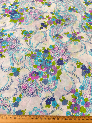 Vintage Fabric 1970s Hippie Boho Cotton Voile 88cm Wide