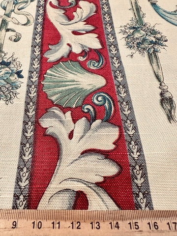 Vintage Fabric Giralda Pepe Penalver Spain Hand Printed Linen Cotton Upholstery 70cm Wide