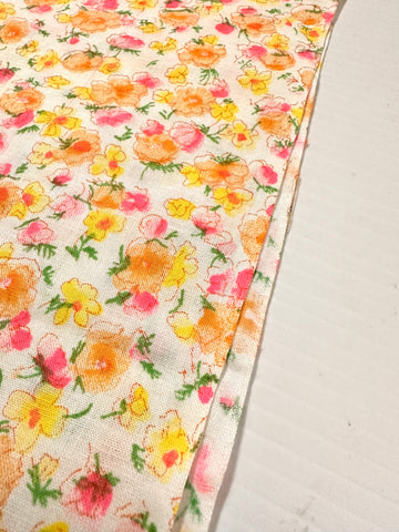 Vintage Fabric 70s Bright Flowers on White Cotton 88cm Wide