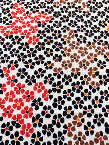 LAST PIECE Vintage Fabric Waffle Weave Cotton 60s Pure Mod Daisies 88cm x 50cm