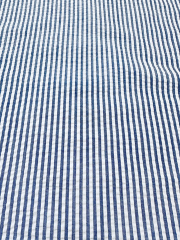 REMNANT Vintage Fabric Modern? Vintage? Classic Chambray Blue White Cotton Blend Seersucker 55cm x 30cm
