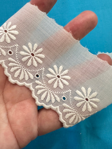 Modern Cotton Trim White Broderie Anglaise 6cm Wide