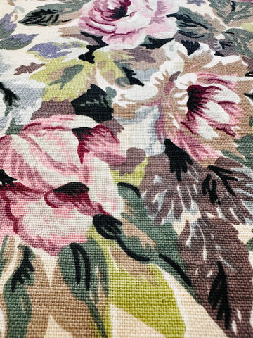 FAT QUARTER Vintage Fabric 1980s? Sanderson? Medium Floral on Bone Linen Blend 60cm x 50cm