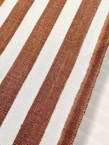 Vintage Fabric 1950s 1960s? Classic Chocolate Stripe on Crispy Cotton 88cm Wide