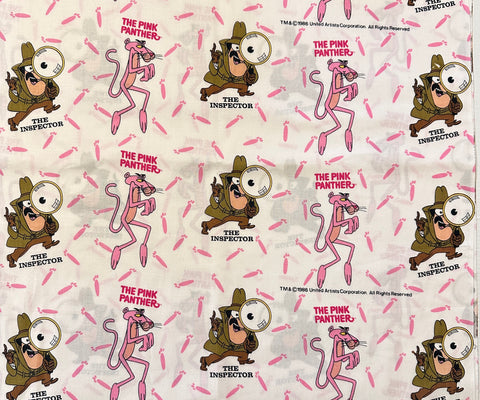 FAT QUARTER Rare Vintage Fabric Pink Panther 1986 Illustrations 52cm Wide