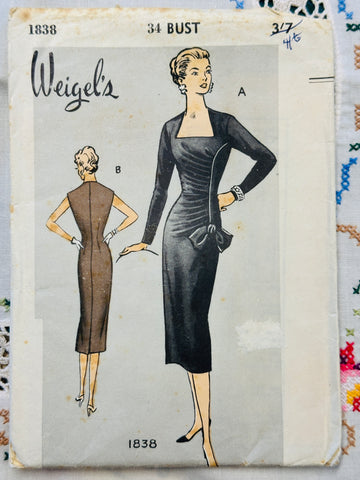 DRESS: Weigel’s Sewing Pattern 1950s Size 34 Bust Uncut FF *1838