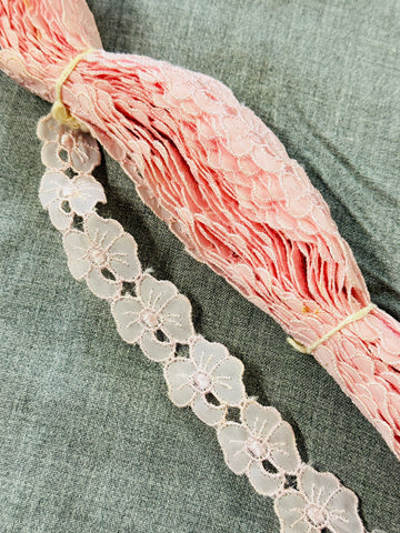 Vintage Pale Pink Lace Trim Mid-Century Made in Austria 2.5cm Wide