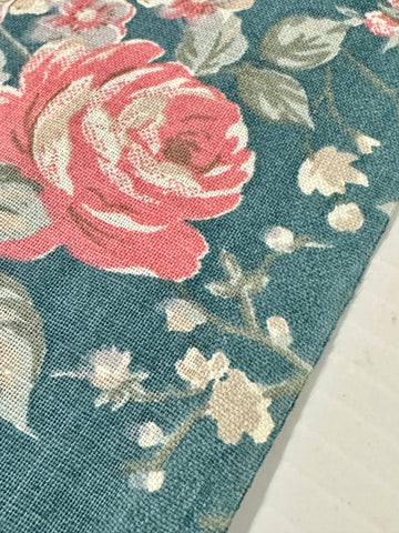 Modern Fabric 2000s Quality Cotton Pink Flowers on Teak 100cm Wide