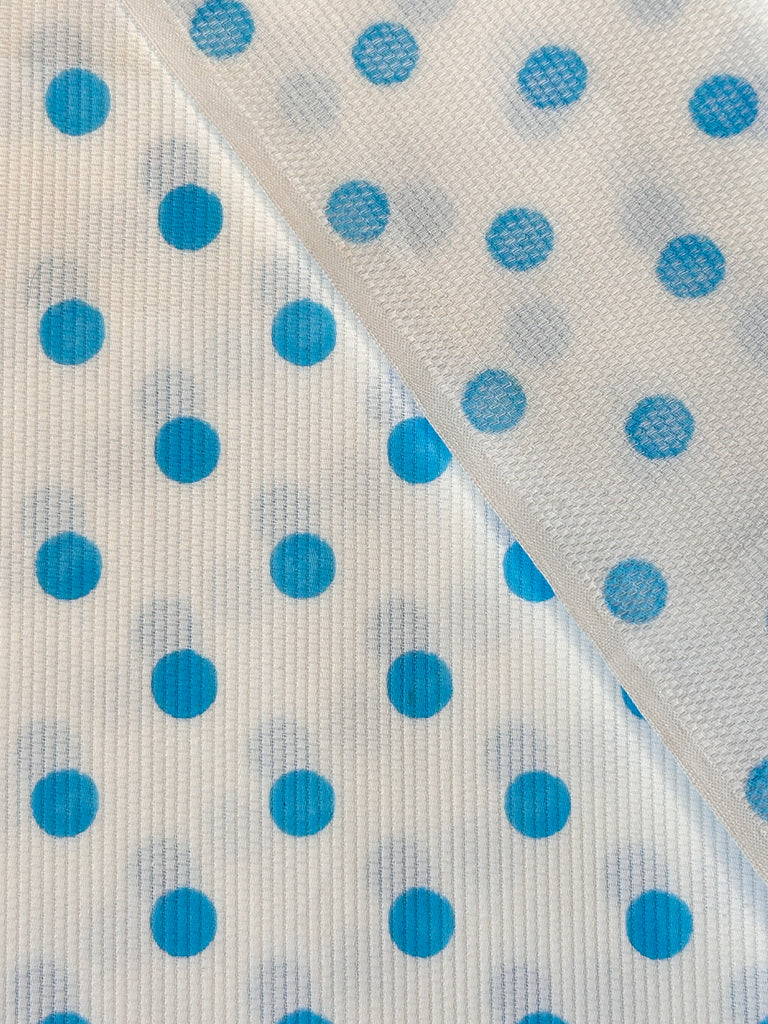 FAT QUARTER Vintage Fabric 1960s 70s Pale Blue Spot on Cotton Pique 44cm x 50cm