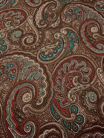 Vintage Fabric 1980s Dramatic Brown Paisley 104cm Wide