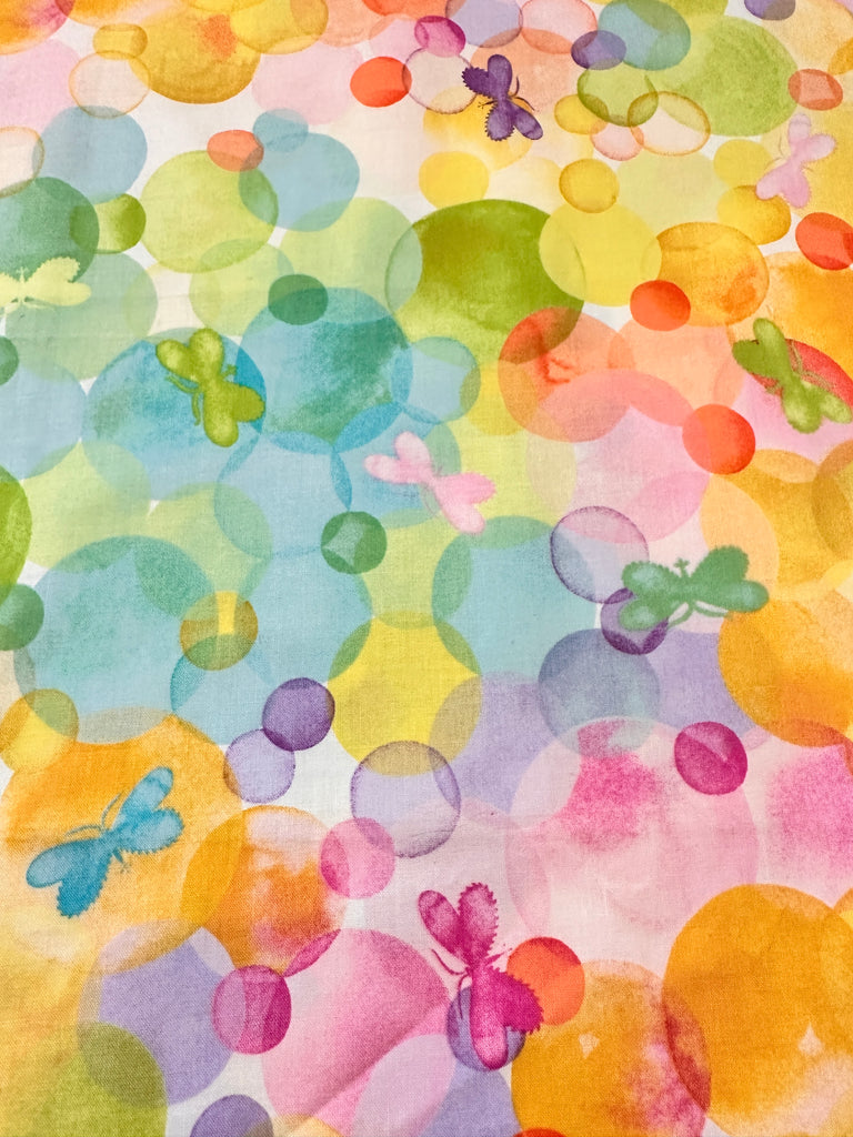 LAST 1/2m: Modern Fabric Quilt Cotton ‘Glee’ Tamara Kate for Michael Miller Bubbles Butterflies 112cm Wide