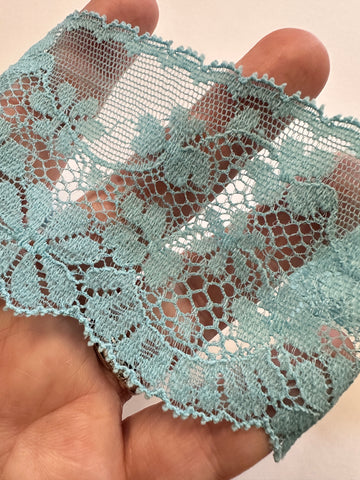 Vintage Trim Stretch Synthetic Lace 80s? 90s? Rich Sky Blue Lingerie 60mm Wide