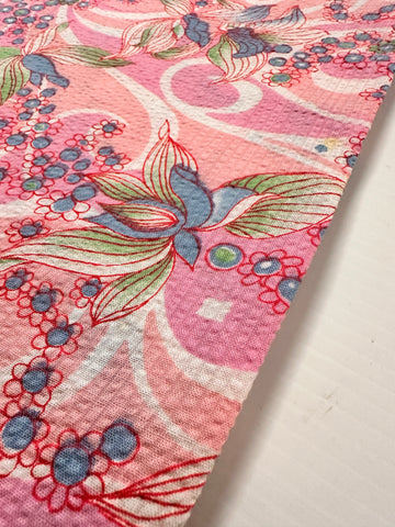 Vintage Fabric 1960s 70s Pacifica Psychedelic Pink Tropical Cotton Plisse 88cm Wide