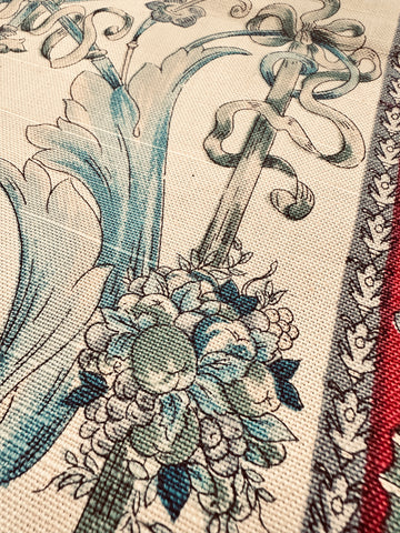 Vintage Fabric Giralda Pepe Penalver Spain Hand Printed Linen Cotton Upholstery 70cm Wide