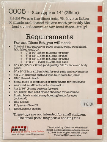 DISCO-BOTS: Ric Rac Sewing Pattern Complete Jodie Carleton