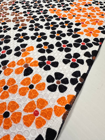 LAST PIECE Vintage Fabric Waffle Weave Cotton 60s Pure Mod Daisies 88cm x 50cm