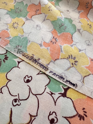 Vintage Fabric 40s 50s Dress Cotton w/ Pretty Floral 88cm Wide