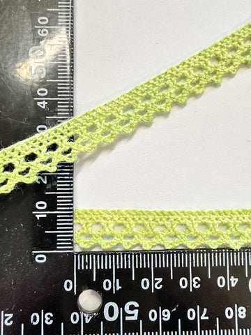 Vintage Woven Crochet Style Lime Green Cotton Trim 1960s 70s 10mm Wide