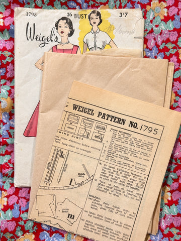 DRESS & BOLERO: Weigel’s Sewing Pattern 1950s Size 12? Bust 36 Uncut Unused *1795